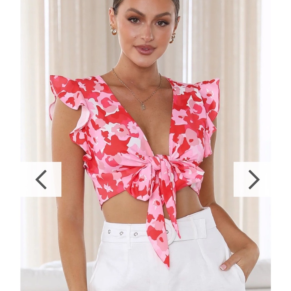 Floral Pink and Red Women's Top